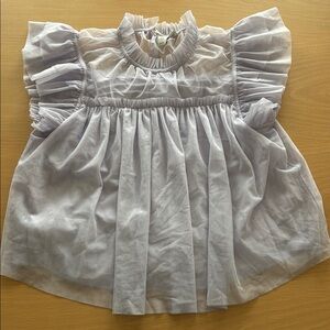 Joie Sheer Ruffled Top in Soft Gray